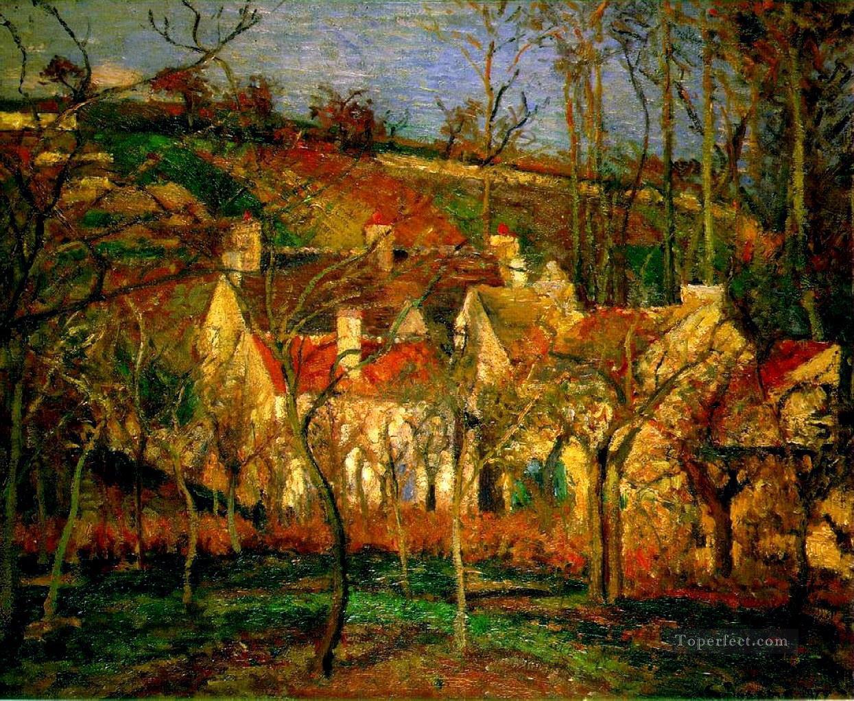 赤い屋根の村の隅 冬 1877年 カミーユ・ピサロ油絵